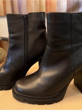 Steve Madden Black Platform Block Heel Ankle Boots